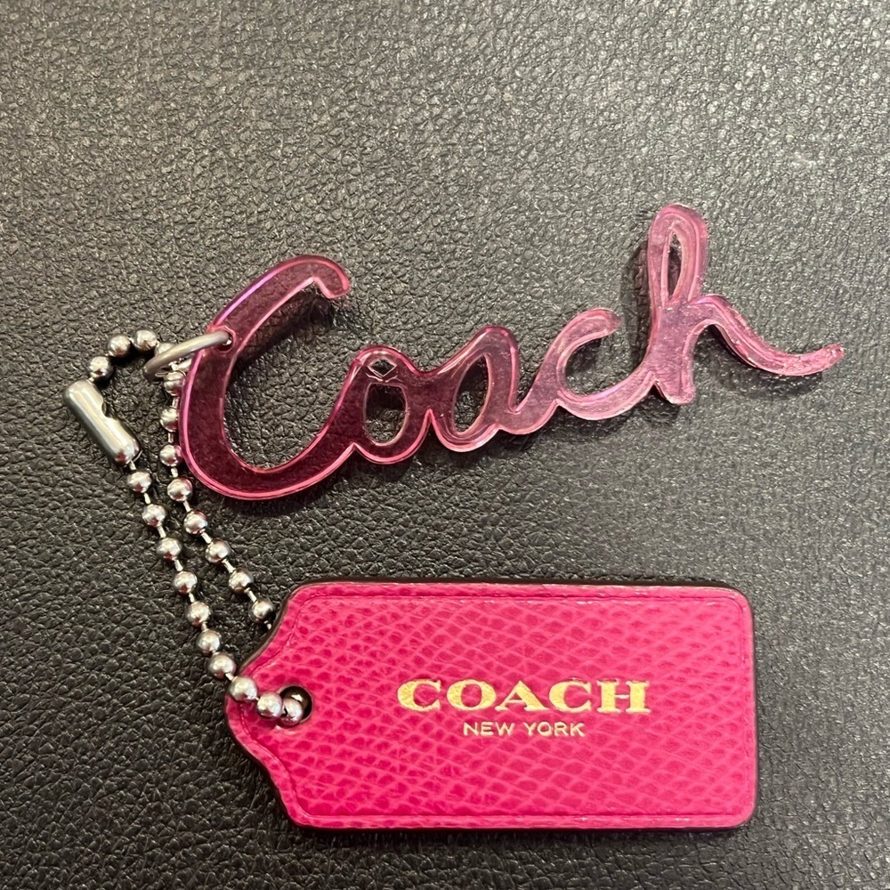 Coach Poppy Pink Bag Charm with matching Hangtag